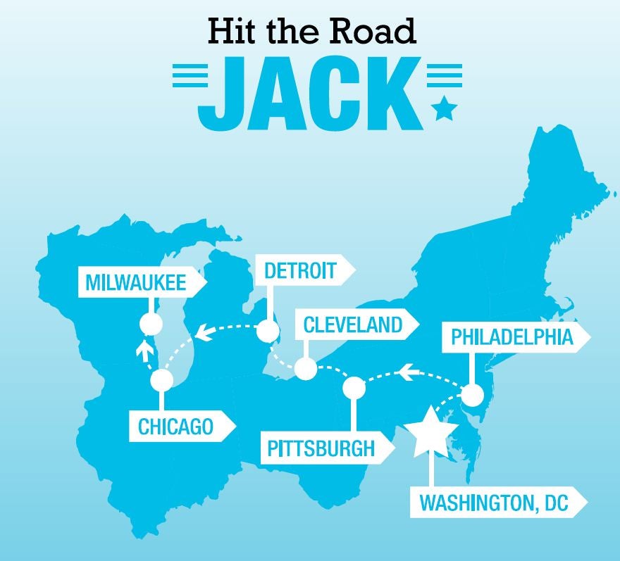 map of where hit the road jack embarked